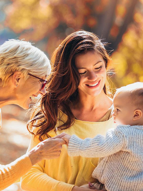 A trio made up of a grandmother, a mother and a baby